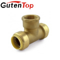 GutenTop High Quality and Hot Sale lead free brass push fit pump fitting Female and quick Equal Tee for pipe